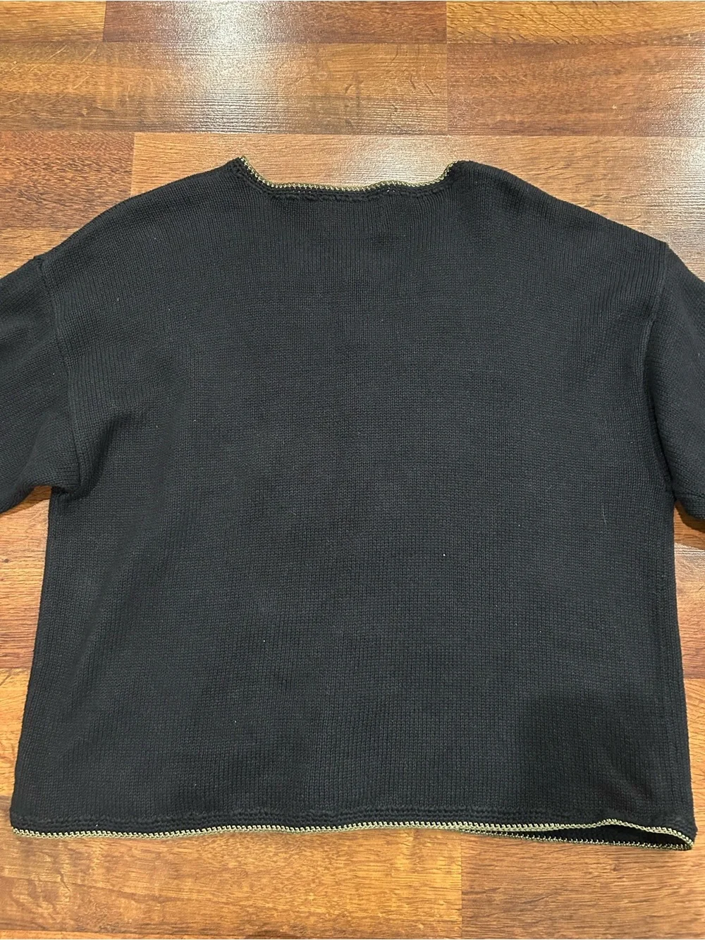 Tiara International Cardigan Black Sweater Embroidered Floral XL Cottagecore - Picture 7 of 8